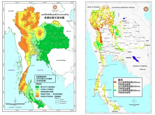圖6、地震潛勢圖(左)崩塌潛勢圖(右)