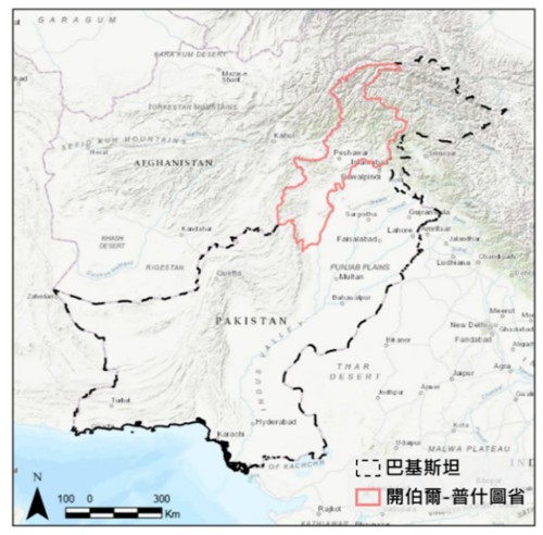 圖2、開伯爾-普什圖省地理位置(資料來源：災防科技中心繪製)