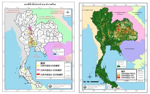 圖7、淹水潛勢圖(左) 乾旱潛勢圖(右)