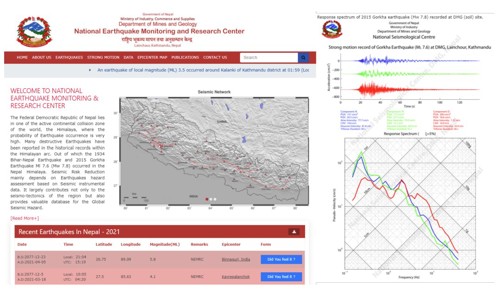圖12、尼泊爾地震監測中心(NEMRC)網頁示意圖(資料來源：NEMRC)