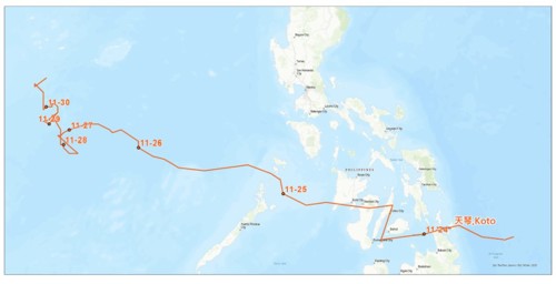 圖4、天琴颱風路徑