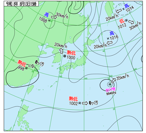 圖3、2026年8月13日天氣圖