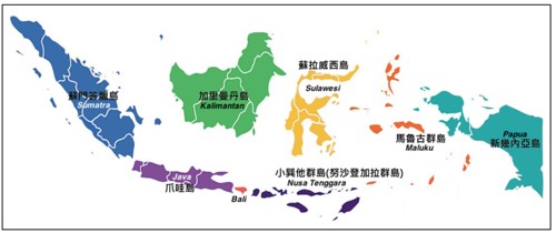 圖1、印尼群島位置圖（資料來源：touropia）[4]