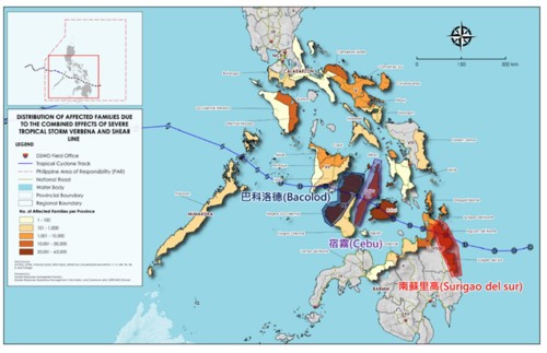 圖6、受熱帶低壓與切變線影響之受災區域戶數分布圖