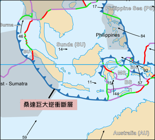 圖2、阿納克喀拉喀托之子火山位置與鄰近區域地質構造