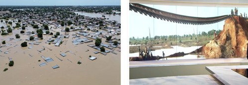 圖3、莫克瓦地區淹水與鐵路橋基礎結構毀損之災情(資料來源：阿聯酋新聞https://reurl.cc/1KV6KX)