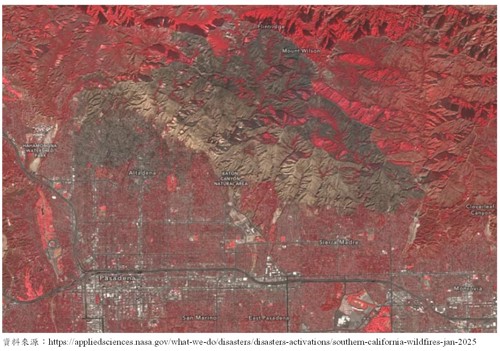 圖6、伊頓火災區域範圍之衛星影像(資料來源：DRCS)[7]