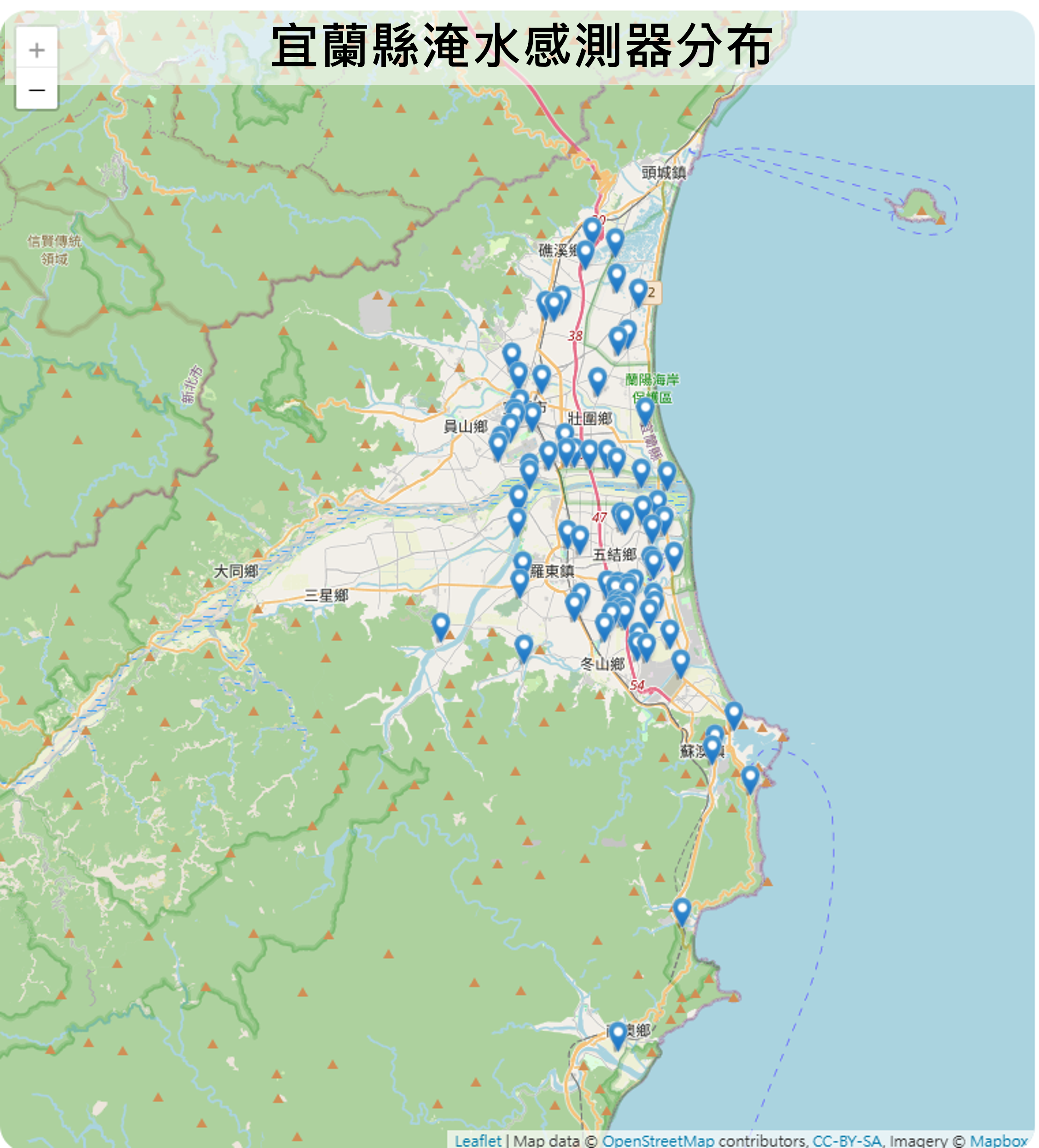 宜蘭縣淹水感測器分布地圖